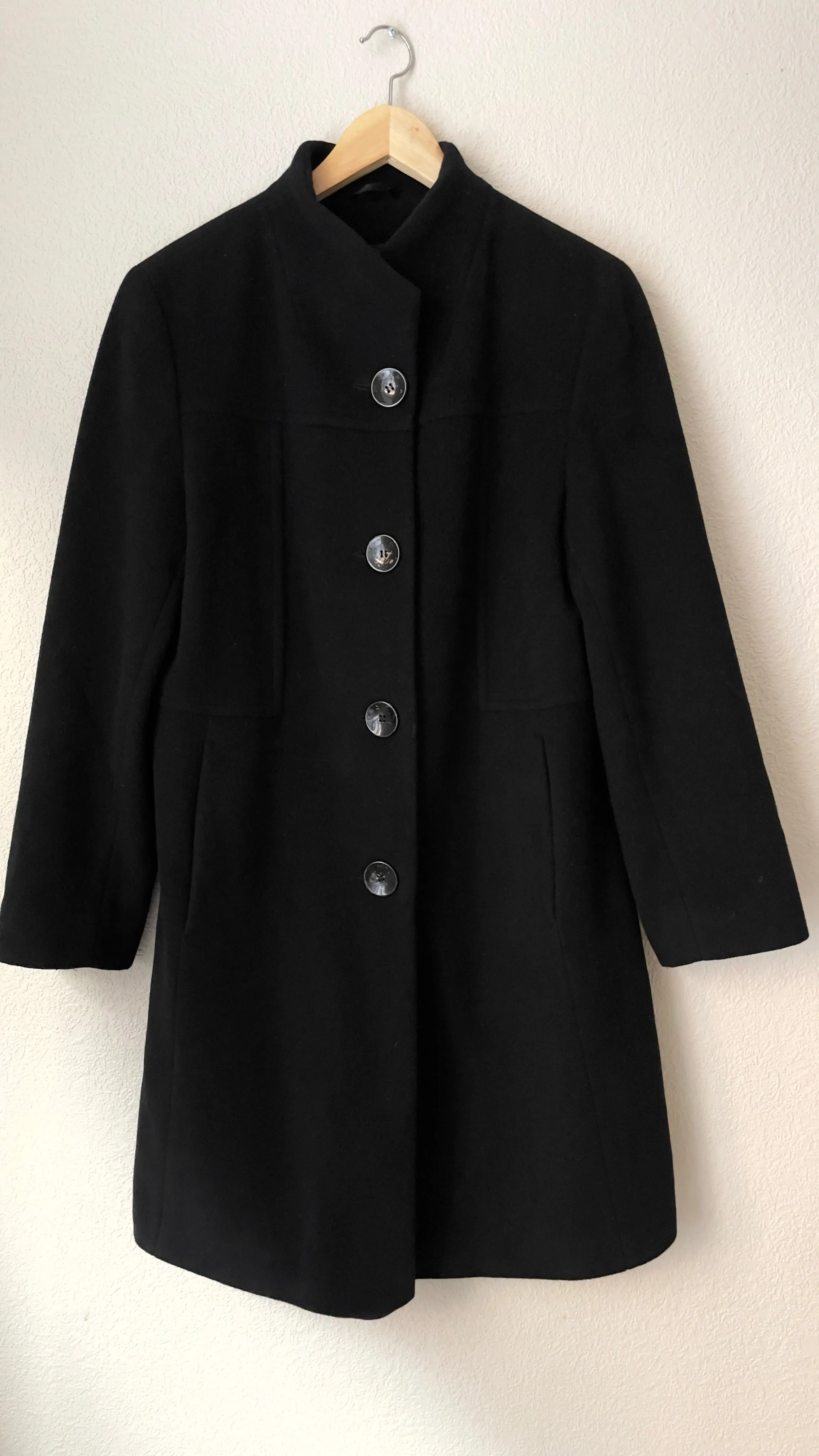 Black High Neck Wool Blend Coat - Milo Coats