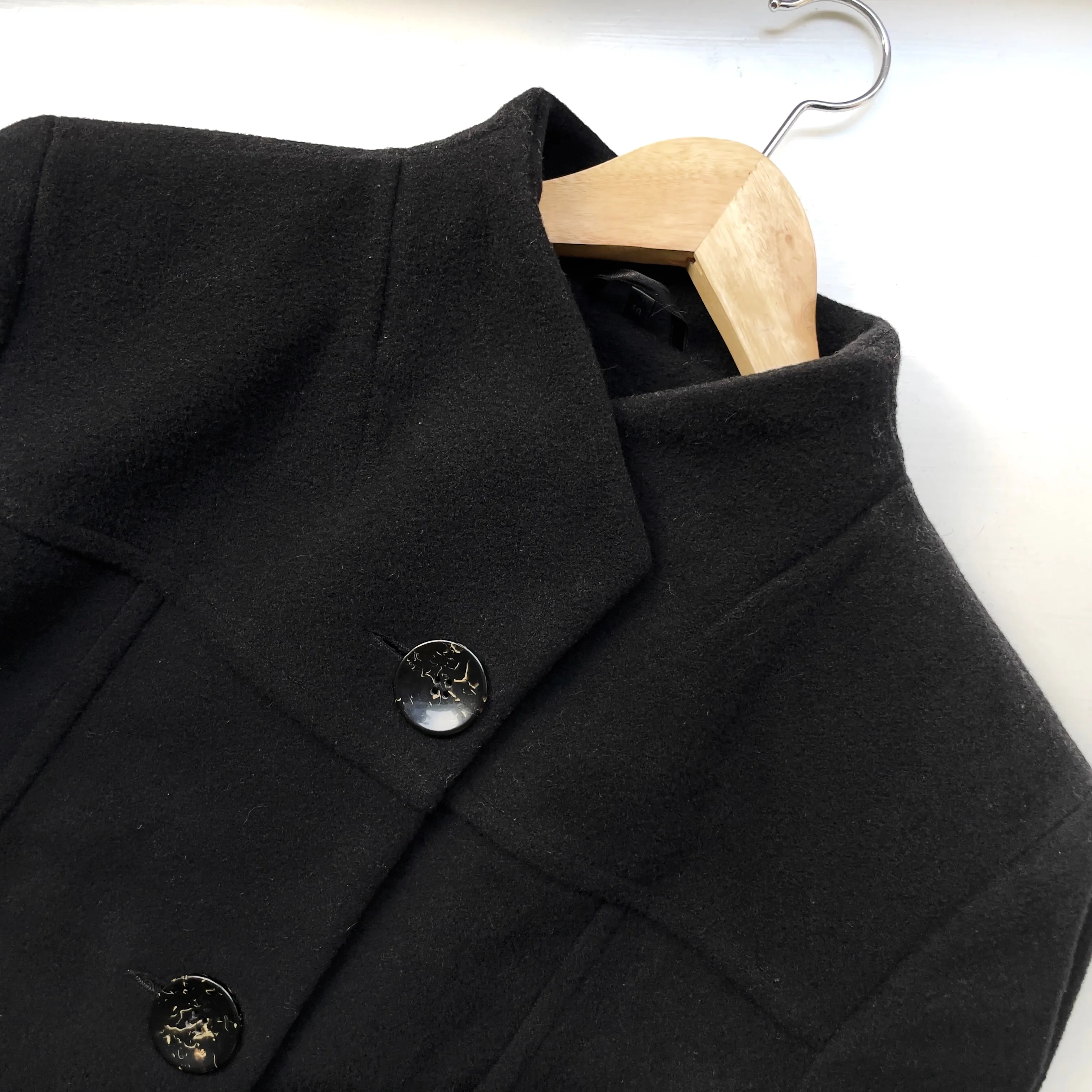 Black High Neck Wool Blend Coat - Milo Coats