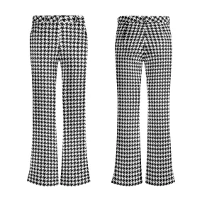 Black Houndstooth Flare Pants, Wide Leg Pants, Black Houndstooth Pants, retro pants women, 60s 70s inspired pants, Vintage style pants