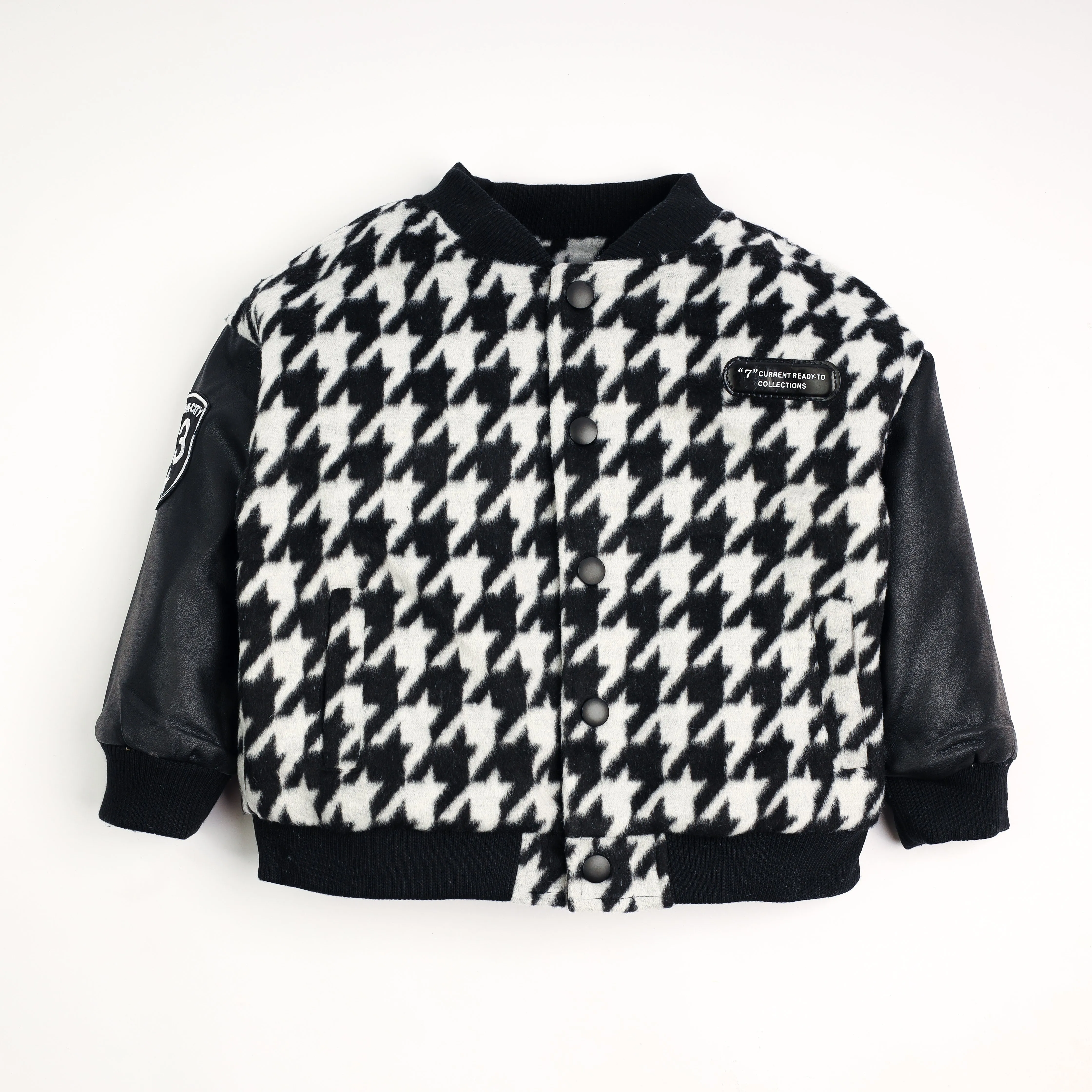 Black Patterned Velour Jacket Quilted 7172