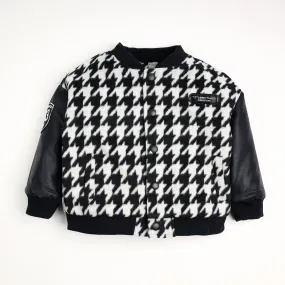 Black Patterned Velour Jacket Quilted 7172