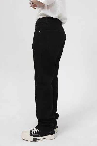 Black Punk Rock Skinny Jeans Pocketed Jeans with Zipper Bottoms Designer 2025