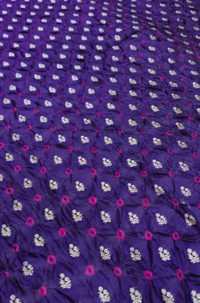 Blue Banarasi Bandhani Chiniya Silk Fabric ( 2.5 Mtr )