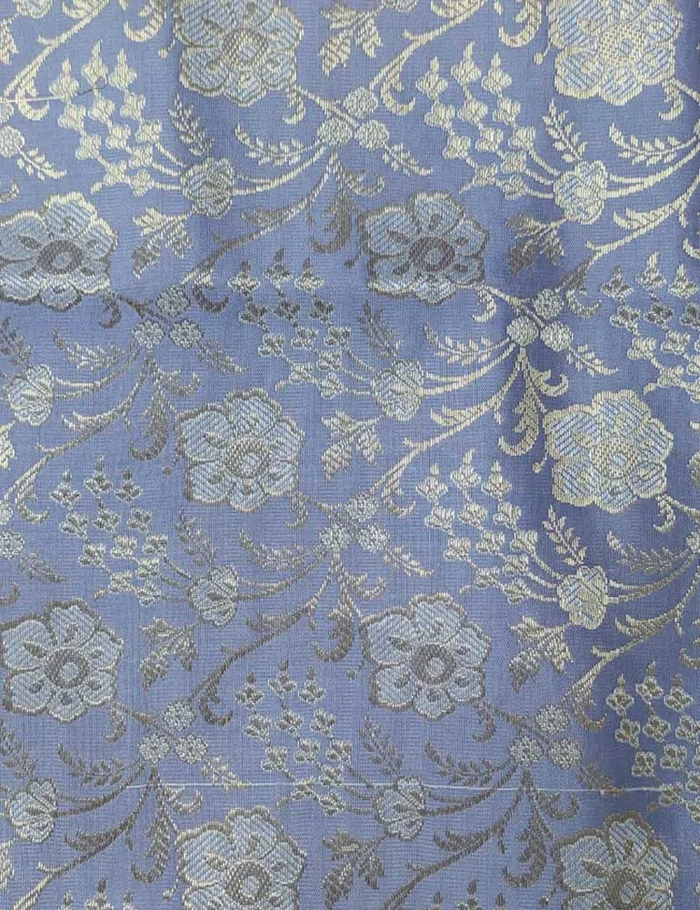 Blue Banarasi Silk Fabric ( 1 Mtr )