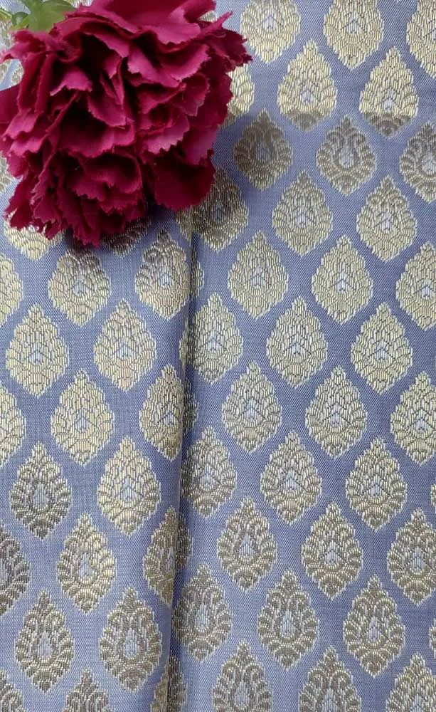 Blue Banarasi Silk Fabric ( 1 Mtr )