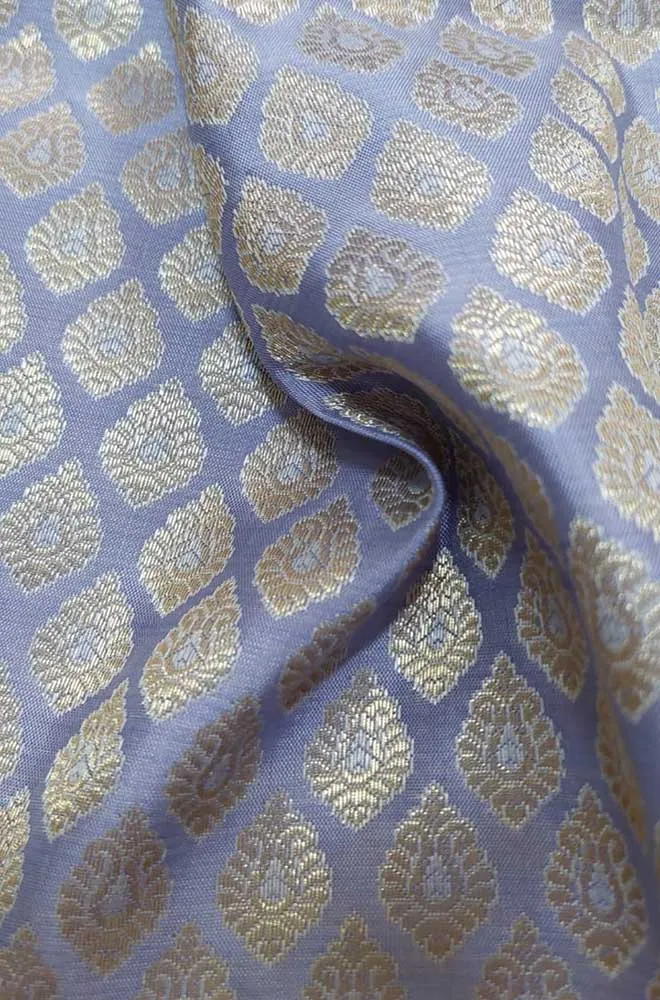 Blue Banarasi Silk Fabric ( 1 Mtr )