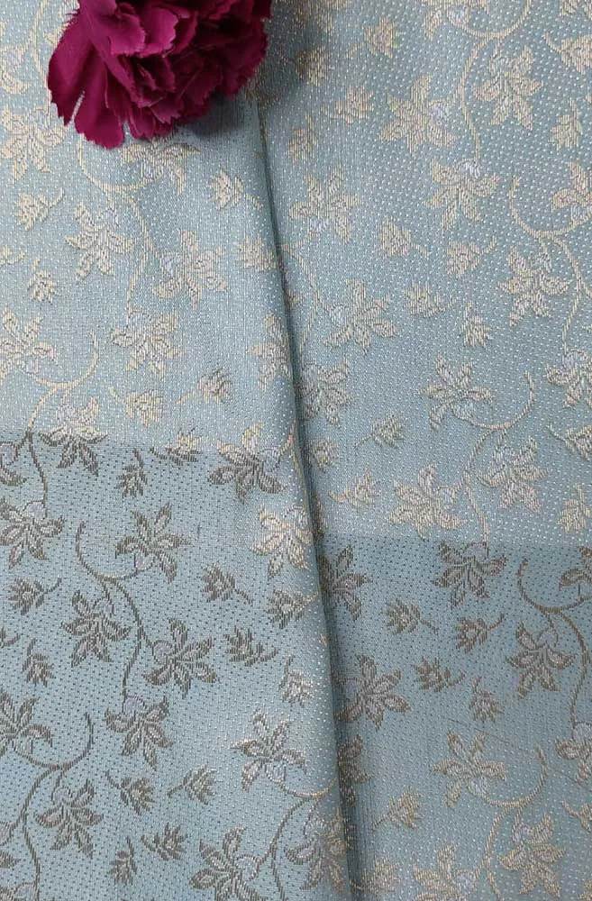 Blue Banarasi Silk Fabric ( 1 Mtr )