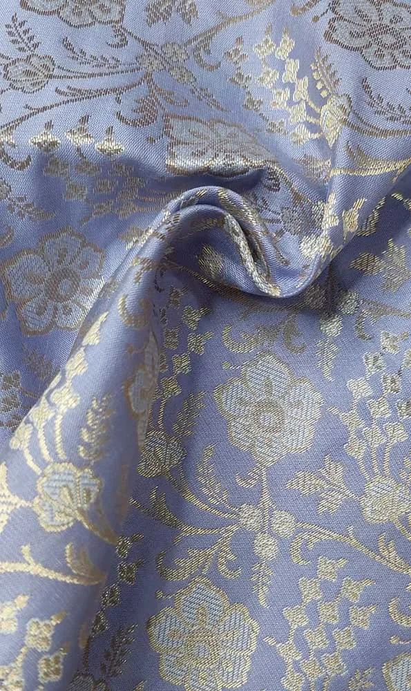 Blue Banarasi Silk Fabric ( 1 Mtr )