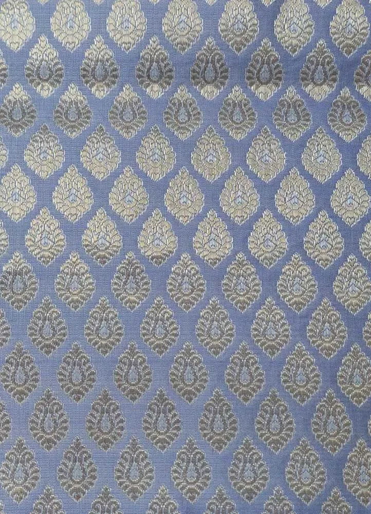 Blue Banarasi Silk Fabric ( 1 Mtr )