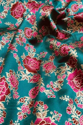 Blue Banarasi Silk Meenakari Fabric ( 1 Mtr )