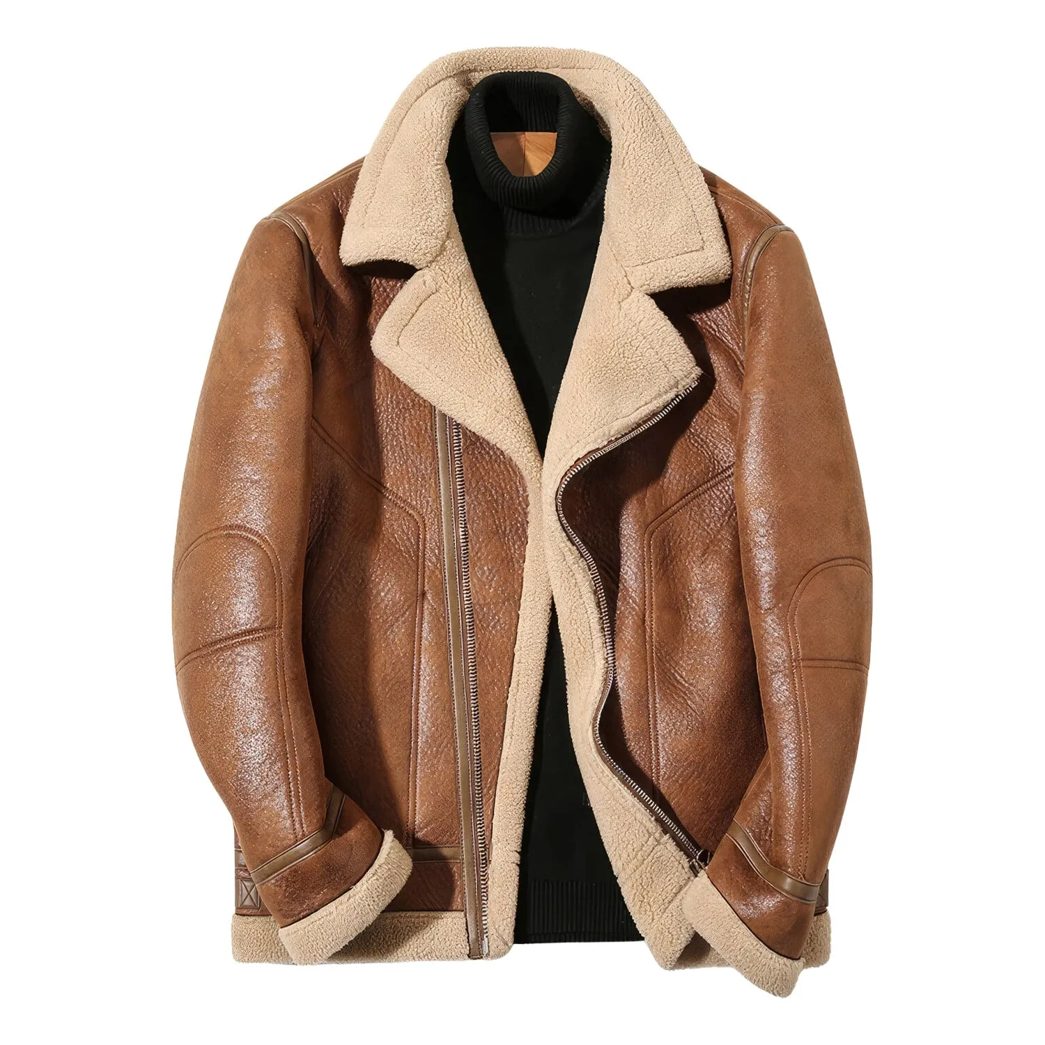 Brown B3 Genuine Sheepskin Leather Jacket
