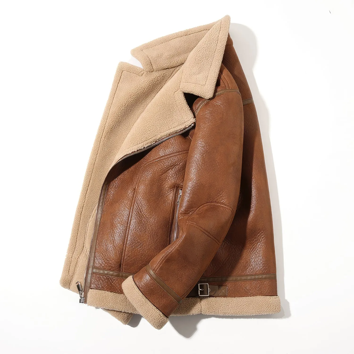 Brown B3 Genuine Sheepskin Leather Jacket
