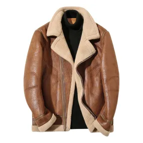 Brown B3 Genuine Sheepskin Leather Jacket