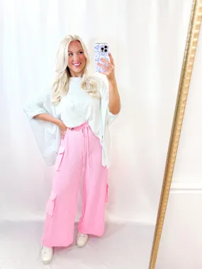 Bubblegum Pink Ribbed Sweatpants💖 1 medium left