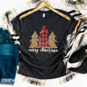 Buffalo Plaid Cheetah Christmas Tshirt
