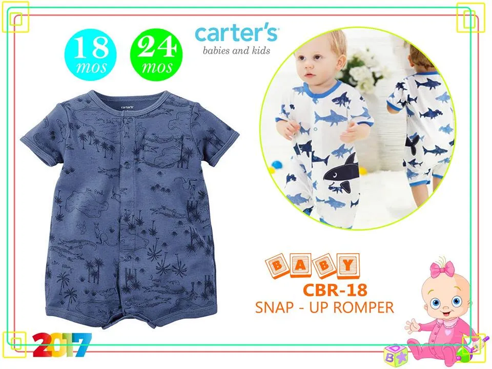 Carter's Snap-Up Cotton Romper - Blue