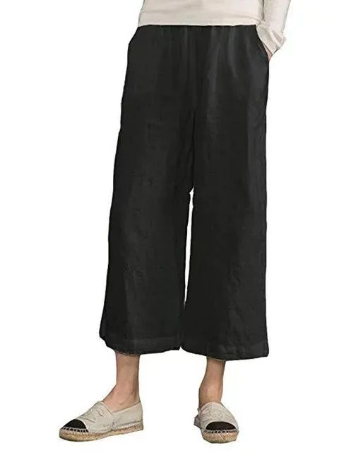 Casual Plain Shift Linen Pants Women