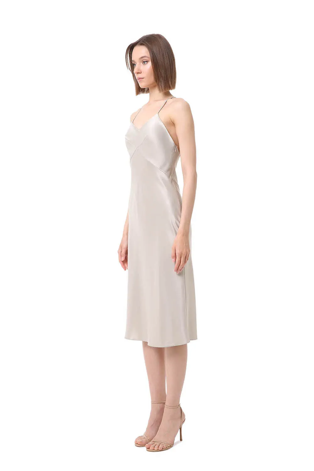 Charlot Open-Back Midi Slip Dress