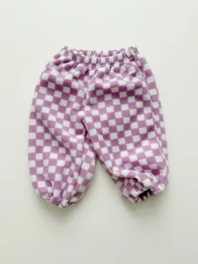 Checkered Fleece Joggers | Purple