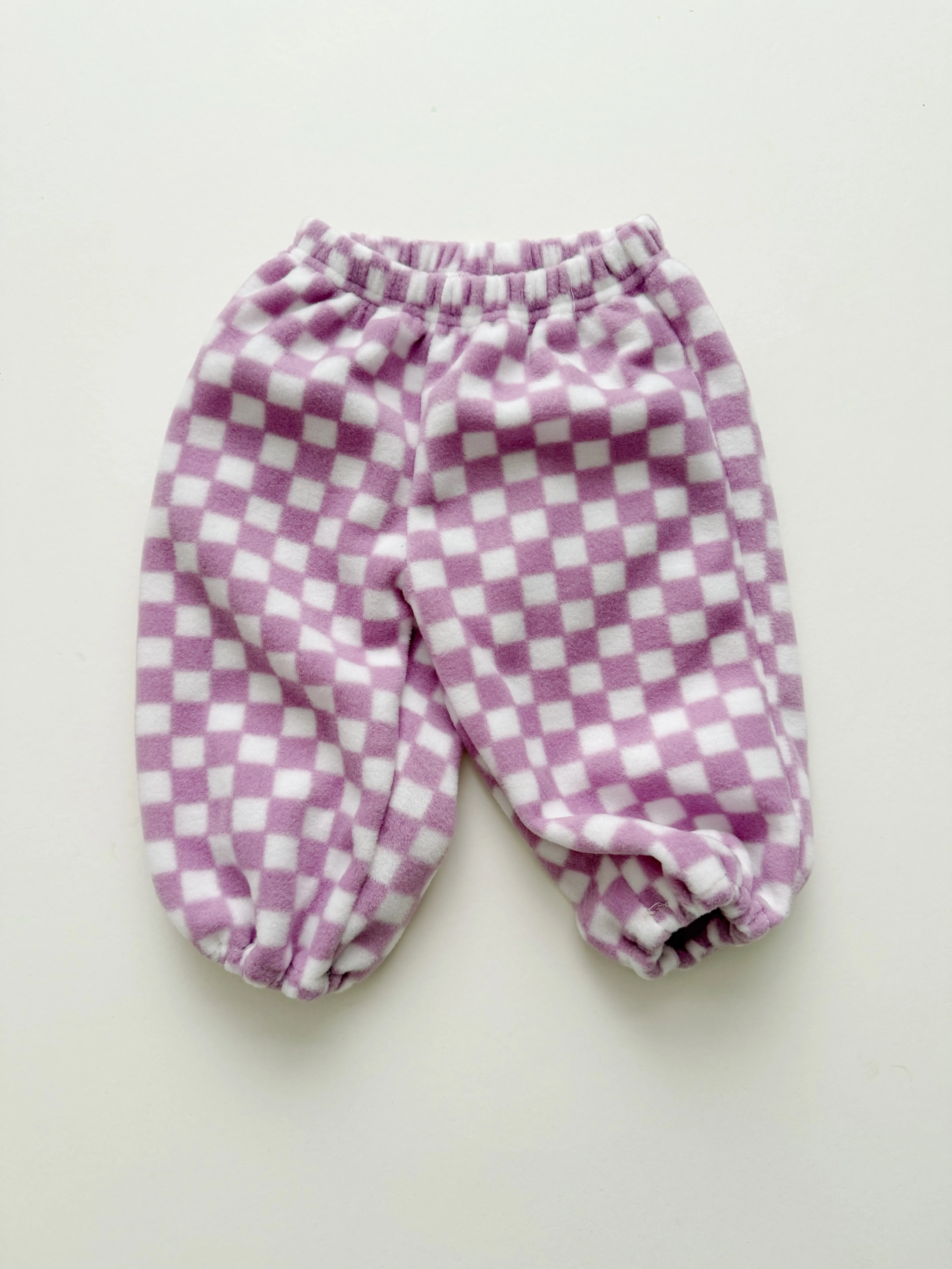 Checkered Fleece Joggers | Purple