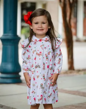 Christmas dog print Pima cotton girls float dress