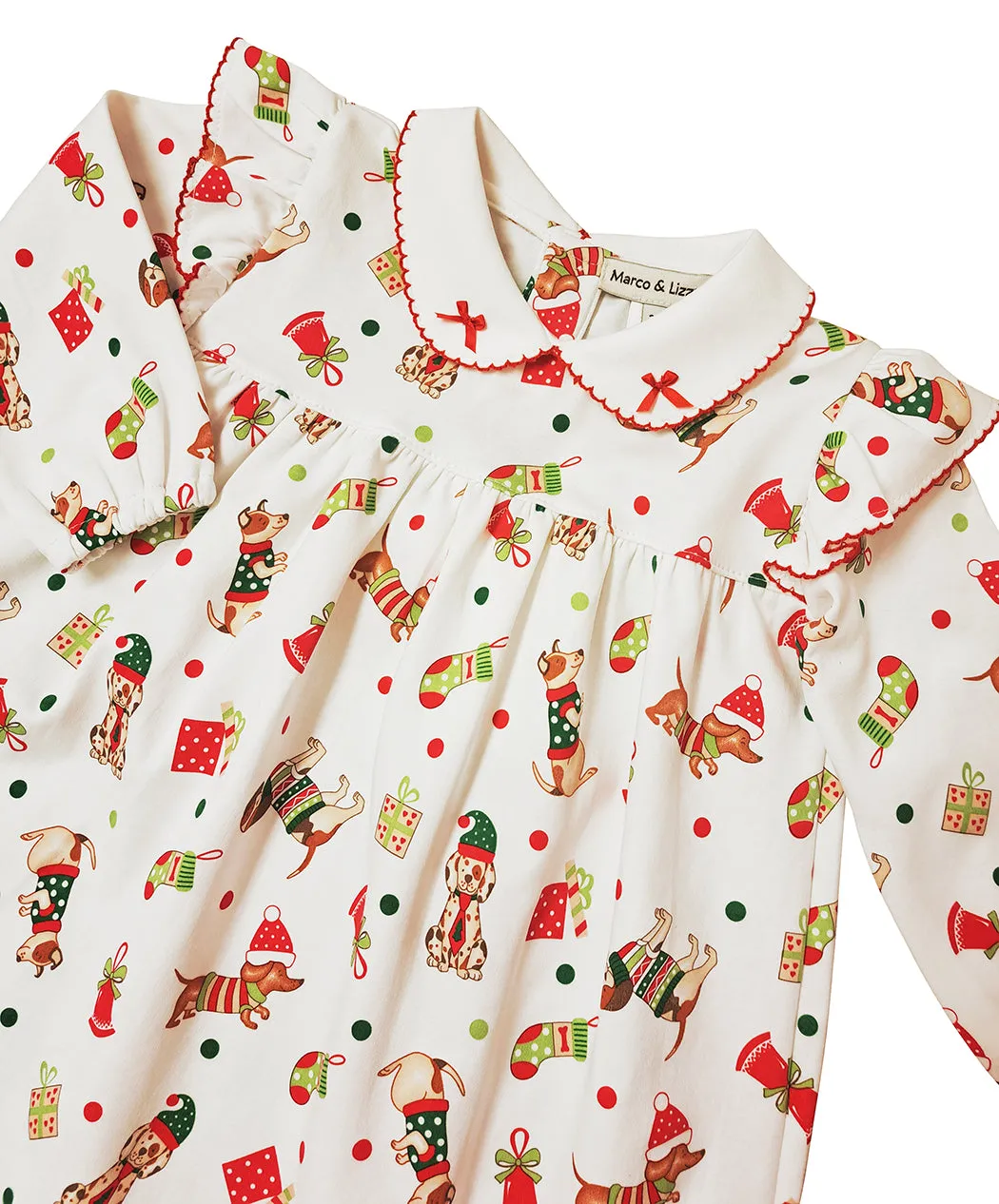 Christmas dog print Pima cotton girls float dress