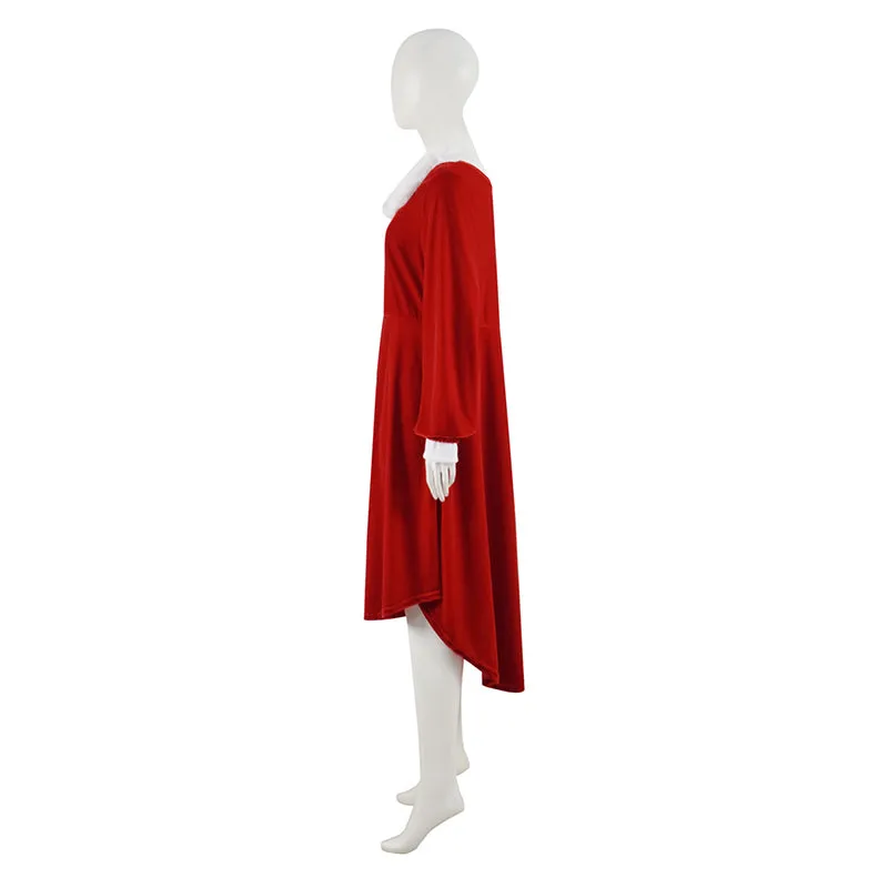 Christmas Santa Dress Christmas Mrs. Claus Costume Red Velvet Dress Christmas Party Suit