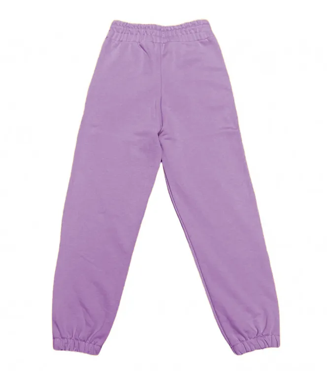 Comme Des Fuckdown Chic Purple Cotton Sweatpants with Logo Print