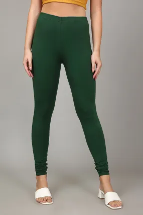 COTTON CHURIDAR LEGGINGS - BOTTLE GREEN