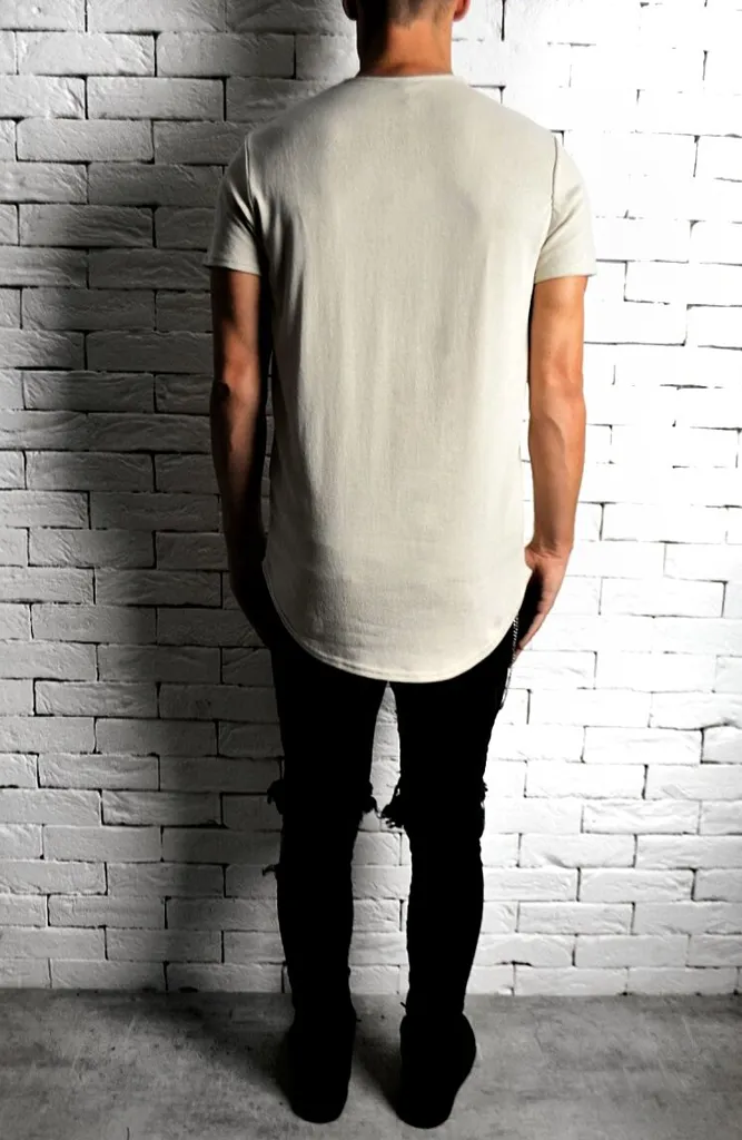 Curve Hem T-Shirt - Cream