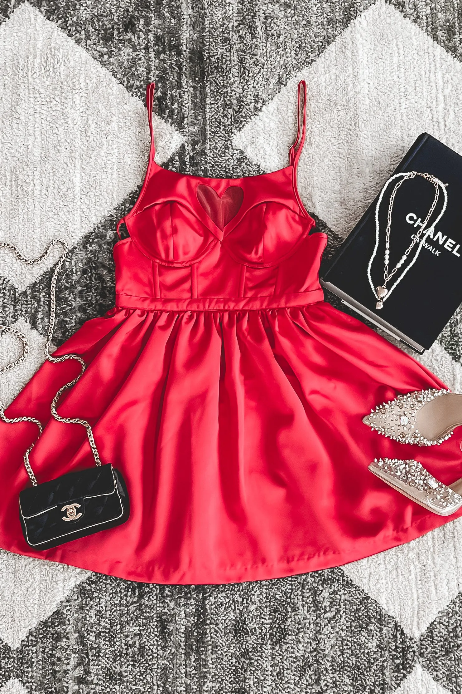 DEAL FOR LOVE & LEMONS Heart Red Lauren Mini Dress