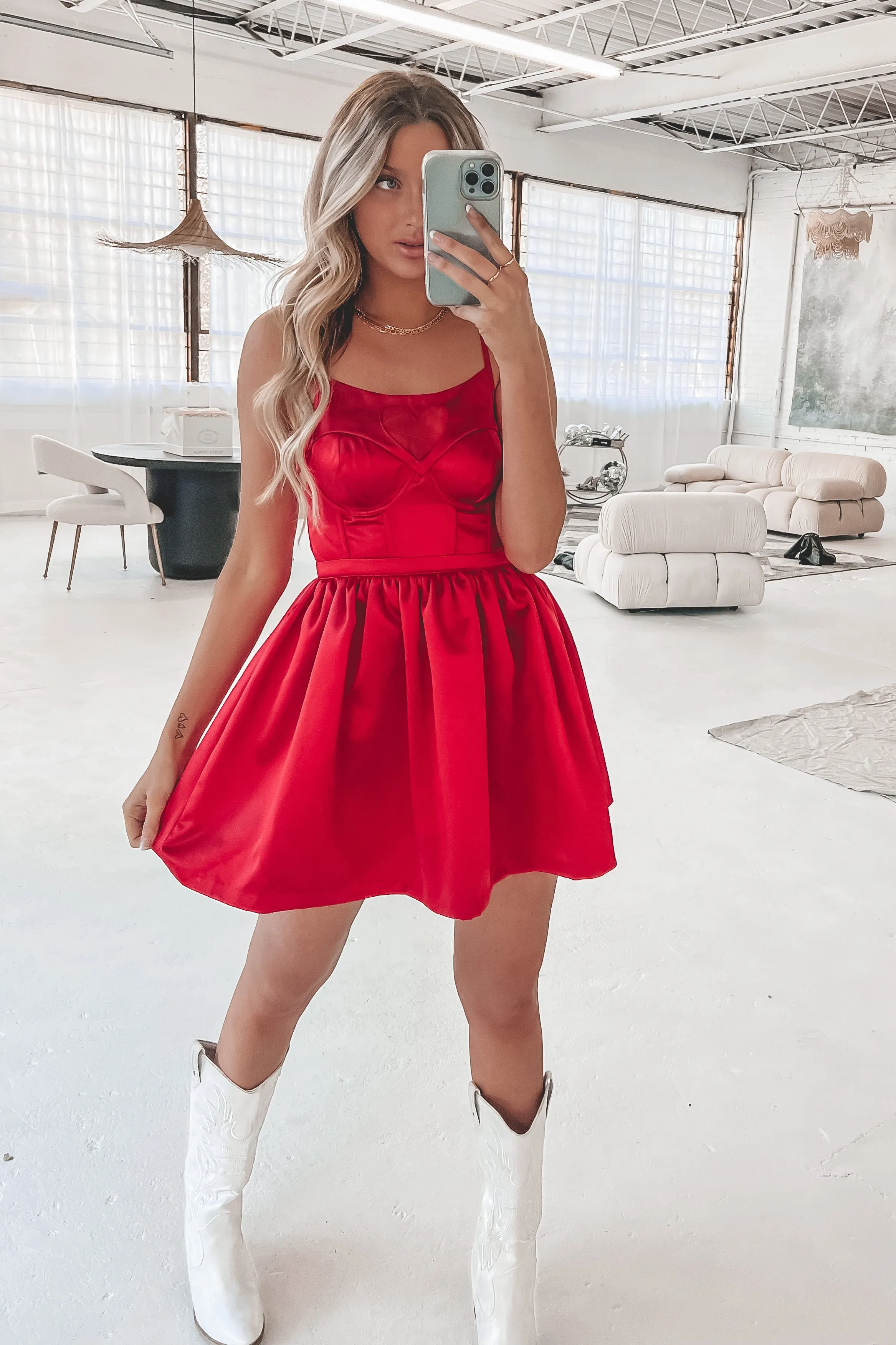 DEAL FOR LOVE & LEMONS Heart Red Lauren Mini Dress
