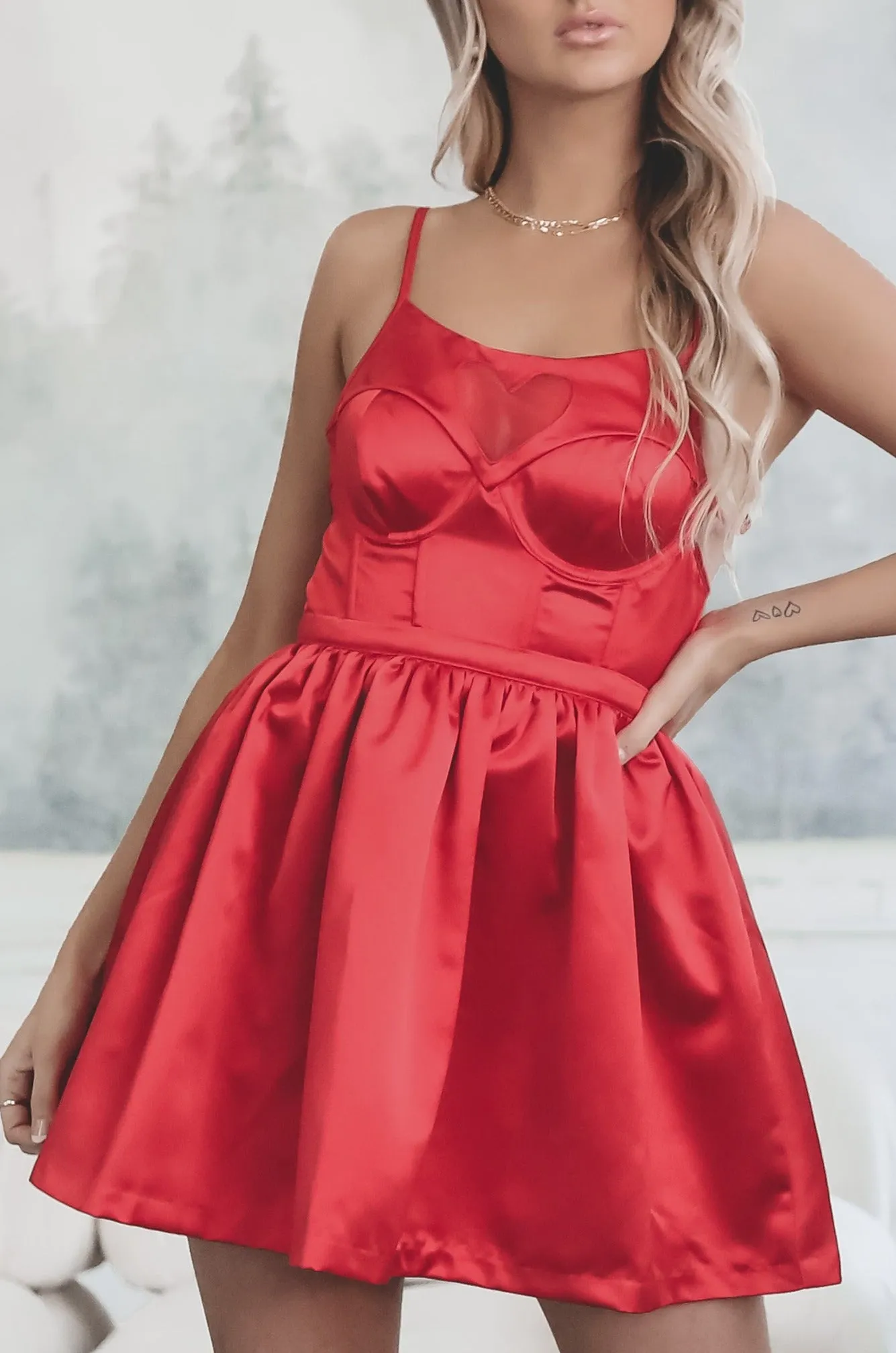 DEAL FOR LOVE & LEMONS Heart Red Lauren Mini Dress