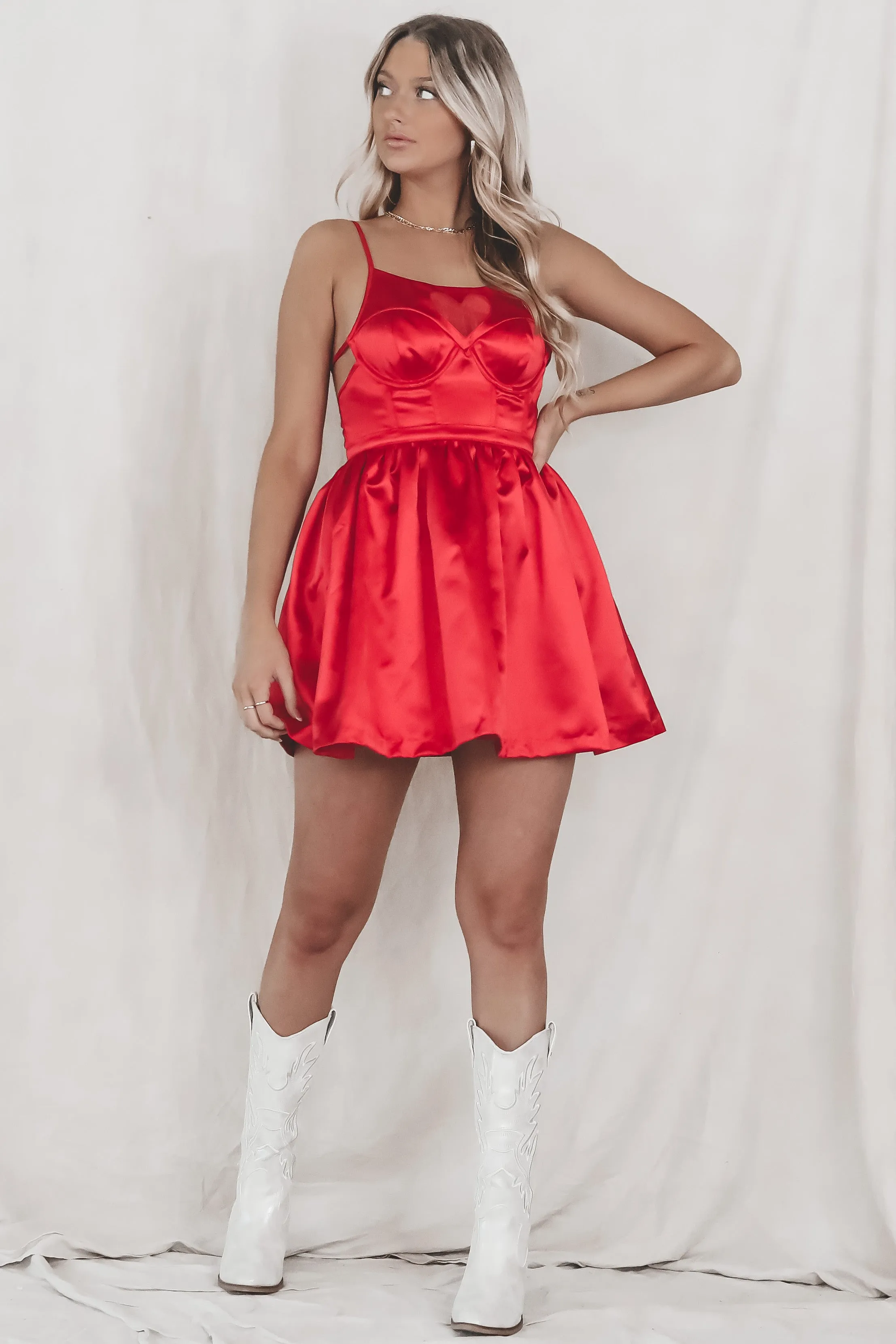 DEAL FOR LOVE & LEMONS Heart Red Lauren Mini Dress
