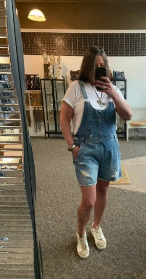 Denim Overall Shorts - Small to 3X