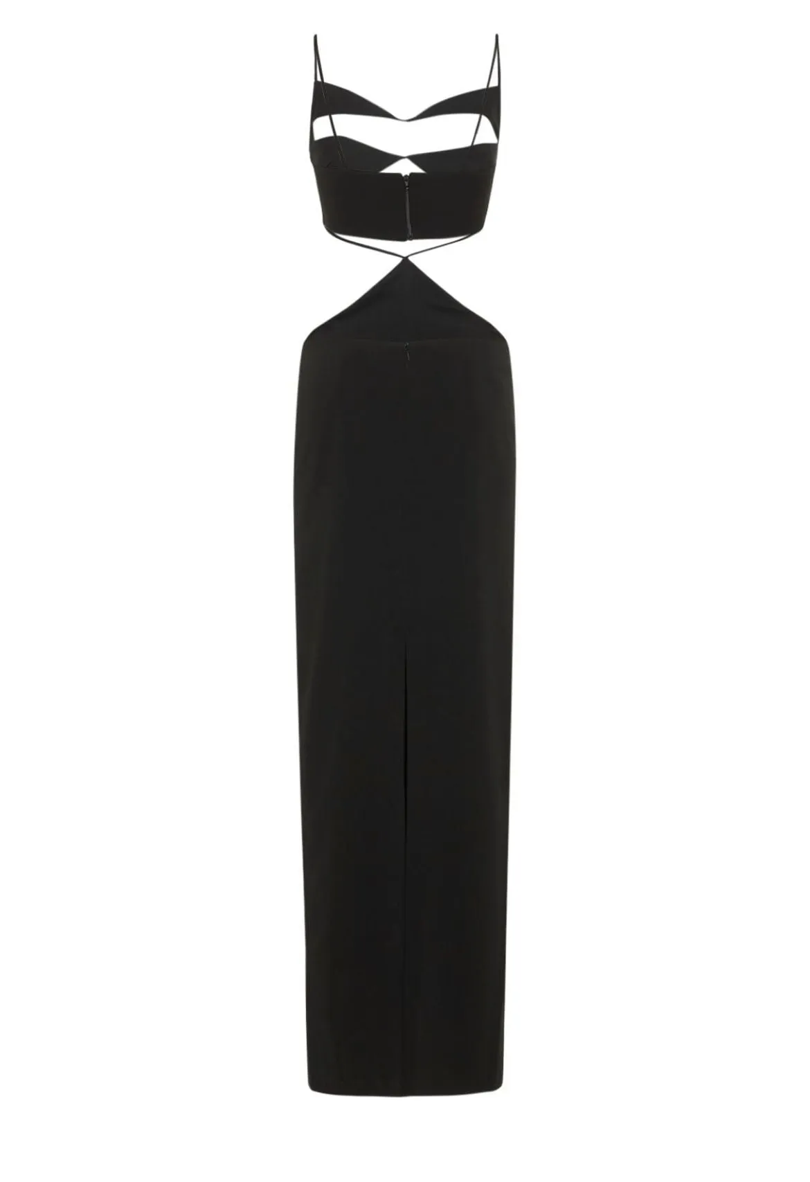 Diamond Cut Out Black Halter Dress