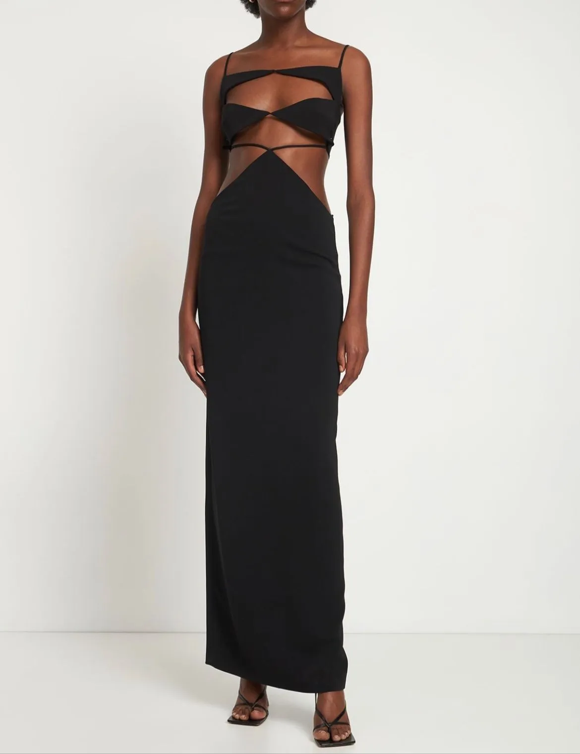 Diamond Cut Out Black Halter Dress