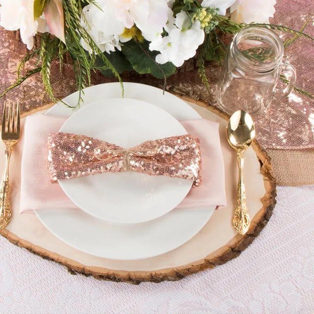 Diamond Glitz Sequin Table Runner - Blush/Rose Gold