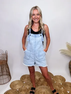 DOORBUSTER - Acid Washed Denim Short Overalls Tie Romper