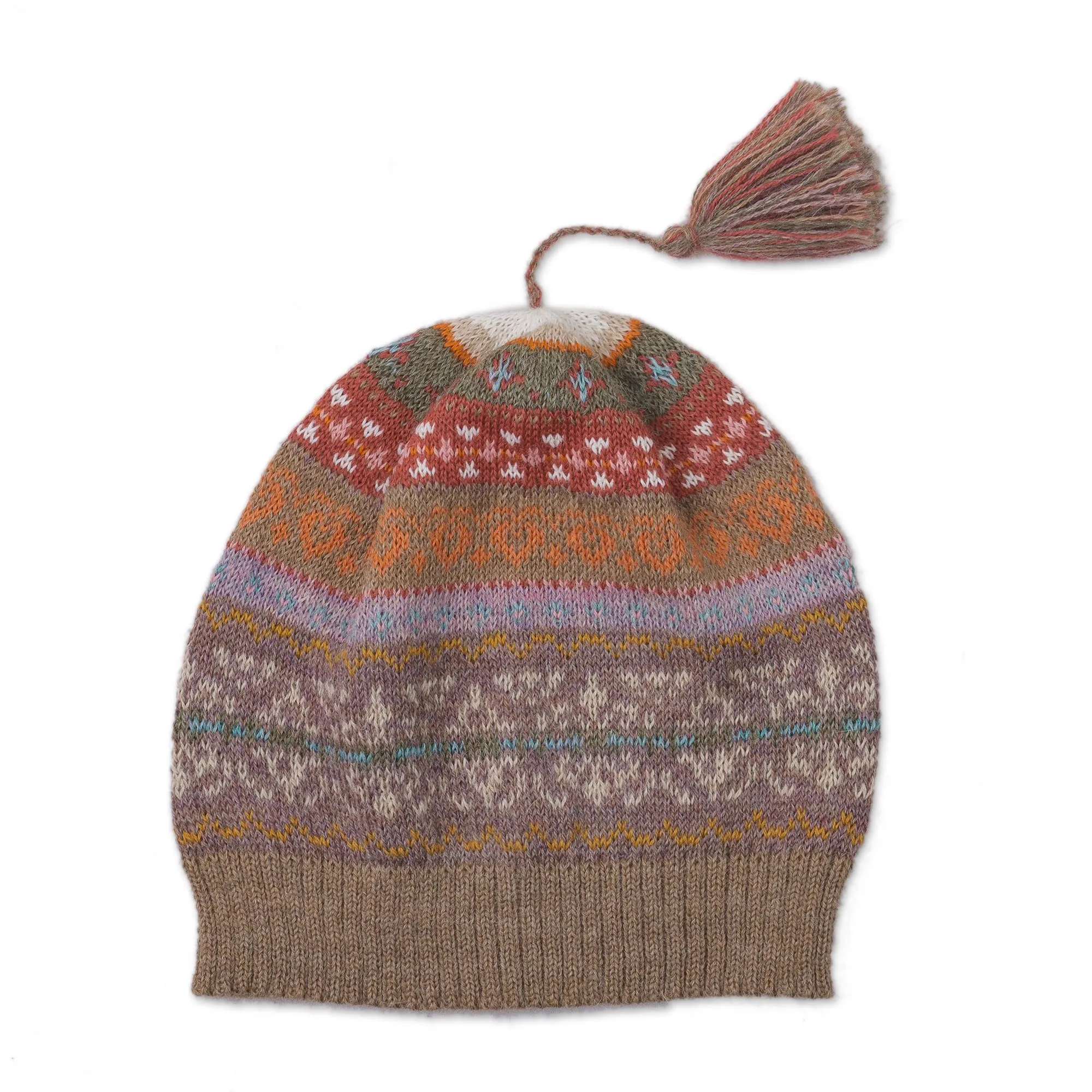 Earth-Tone 100% Alpaca Knit Hat from Peru - Inca Earth | NOVICA