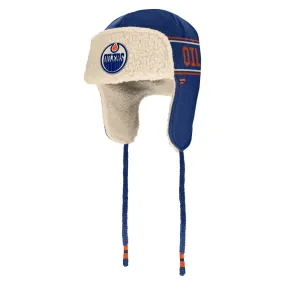 Edmonton Oilers Fanatics Heritage Brawler Knitted Blue Trapper Hat