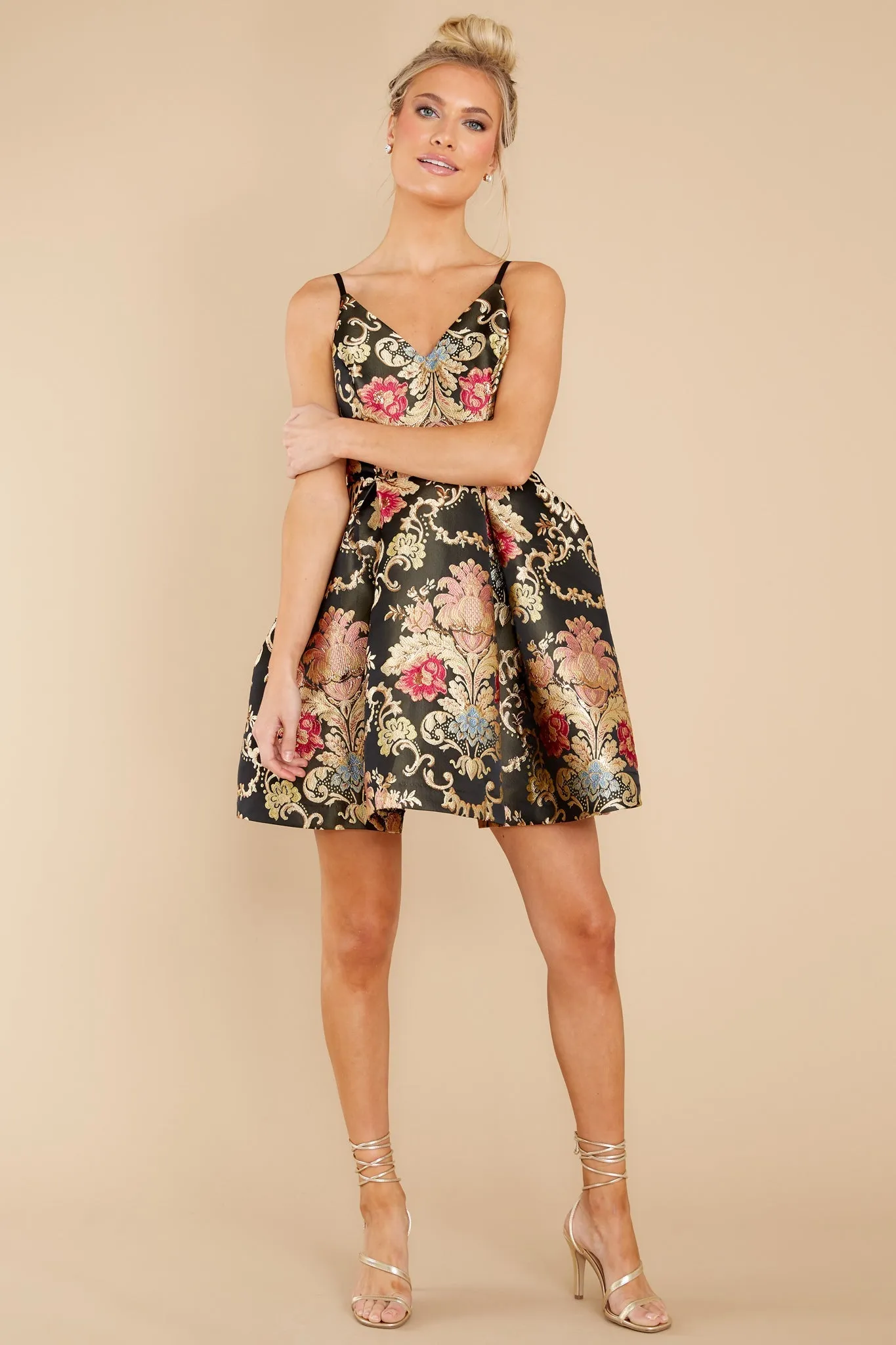 Elegant Endeavors Black Multi Print Dress