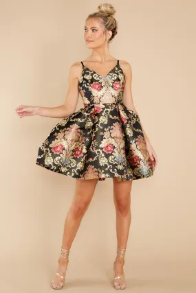 Elegant Endeavors Black Multi Print Dress