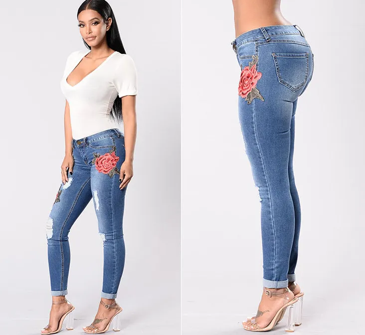 European and American embroidery jeans