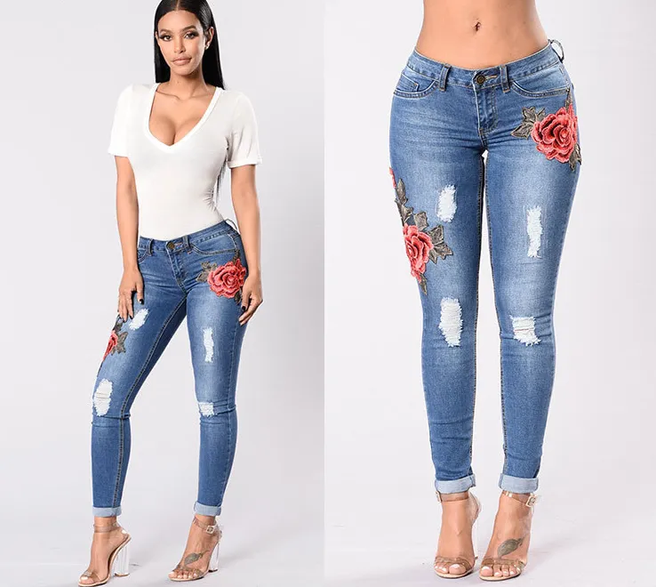 European and American embroidery jeans