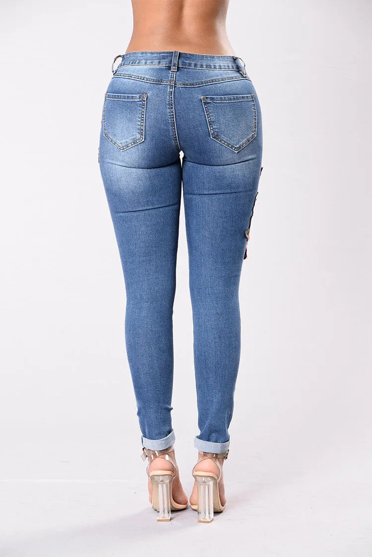 European and American embroidery jeans