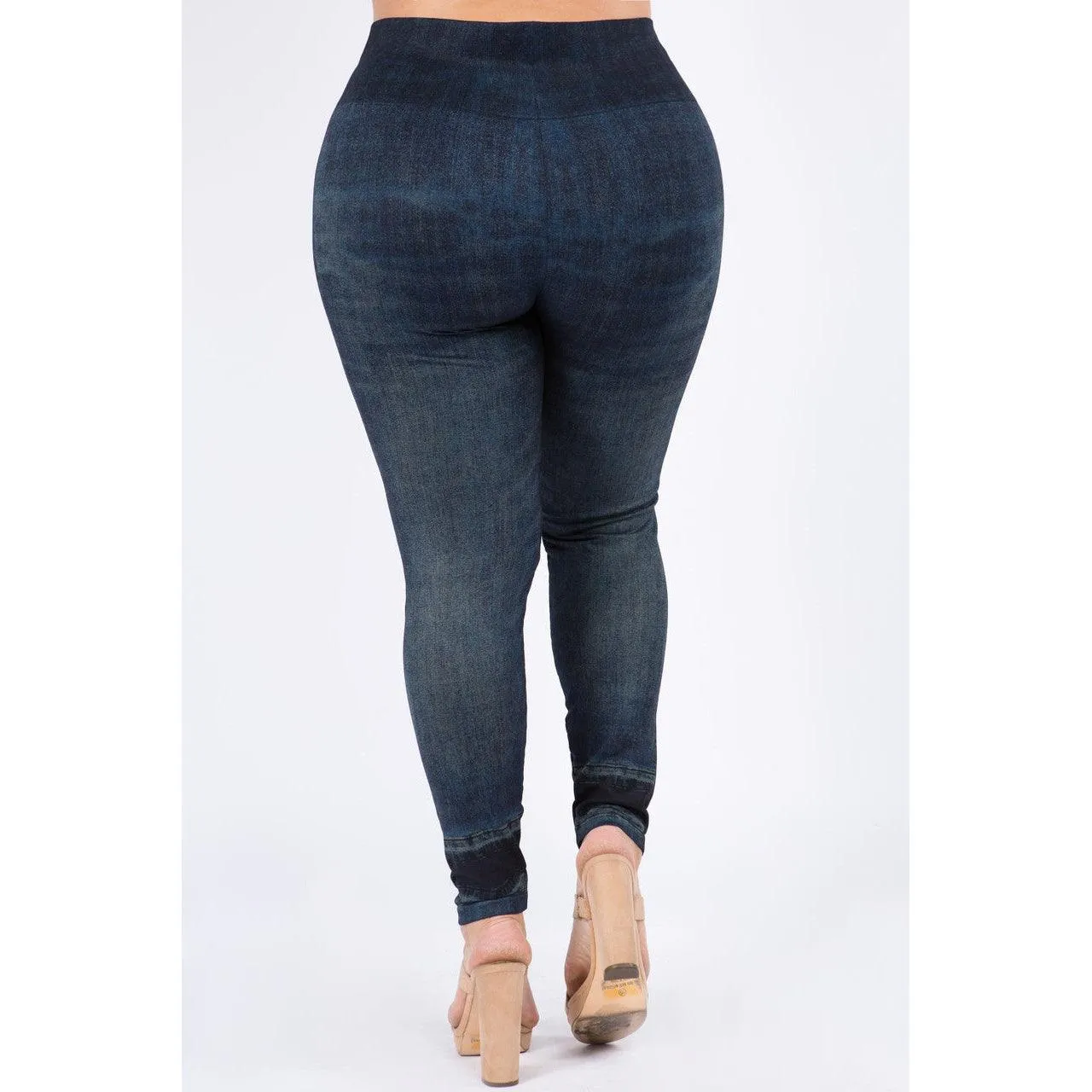 Extended Size High Waist Full Length Jeans Leggings