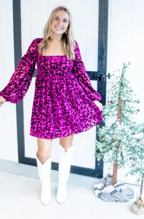 Falling Fuchsia Floral Baby Doll Mini Dress