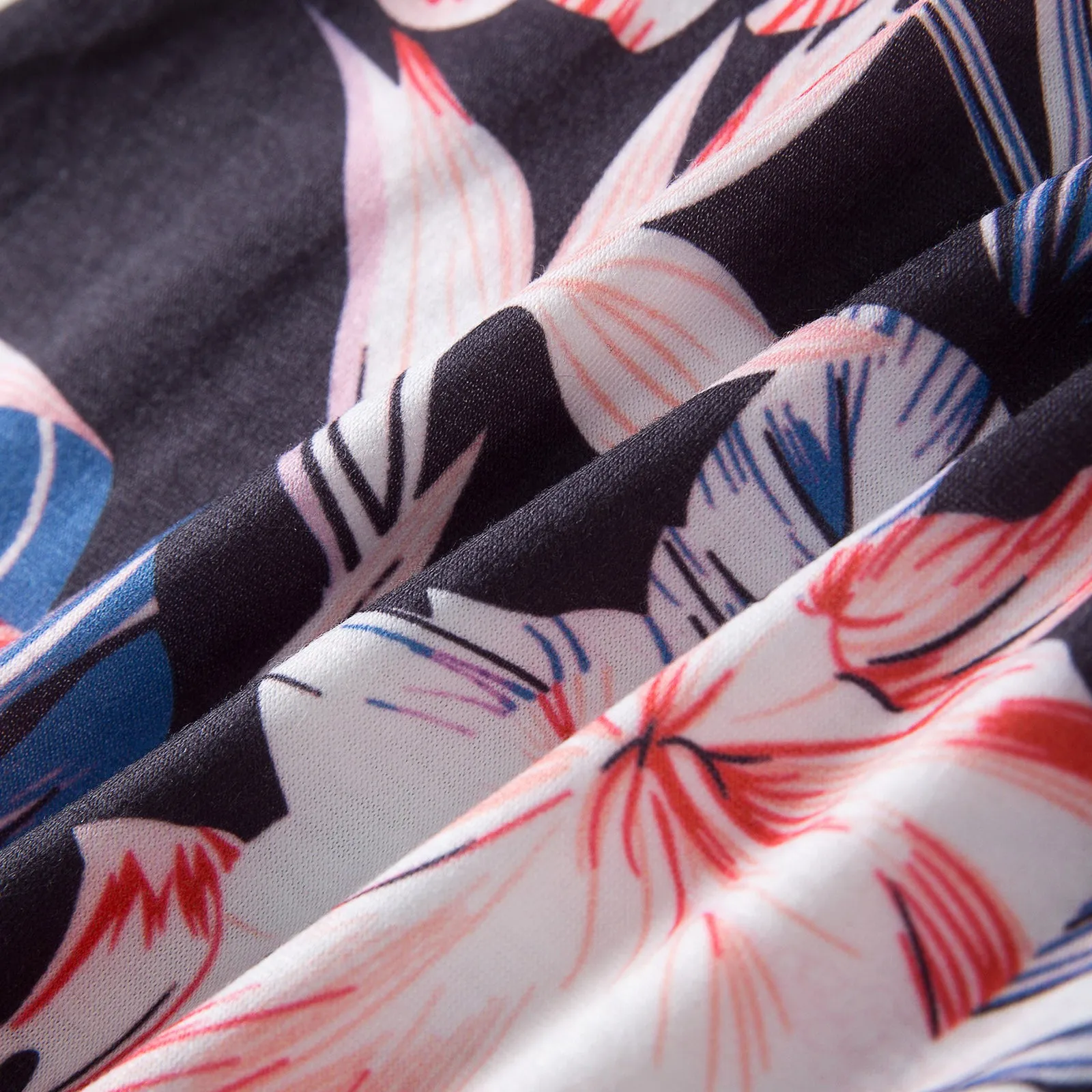 Family Matching Floral Print Splicing Dresses and Short-sleeve T-shirts Sets