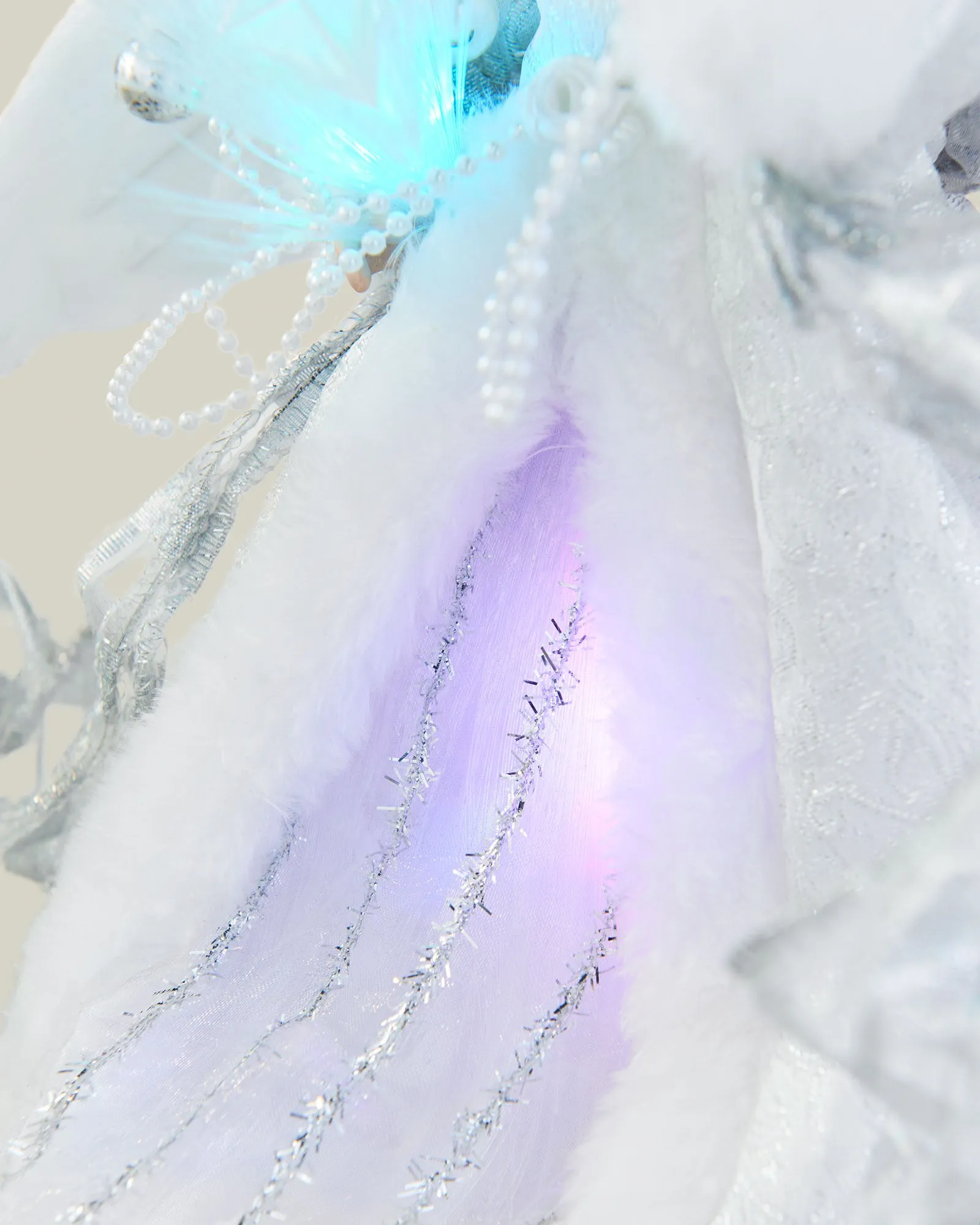 Fibre Optic Angel Christmas Tree Topper, Silver/White, 25 cm